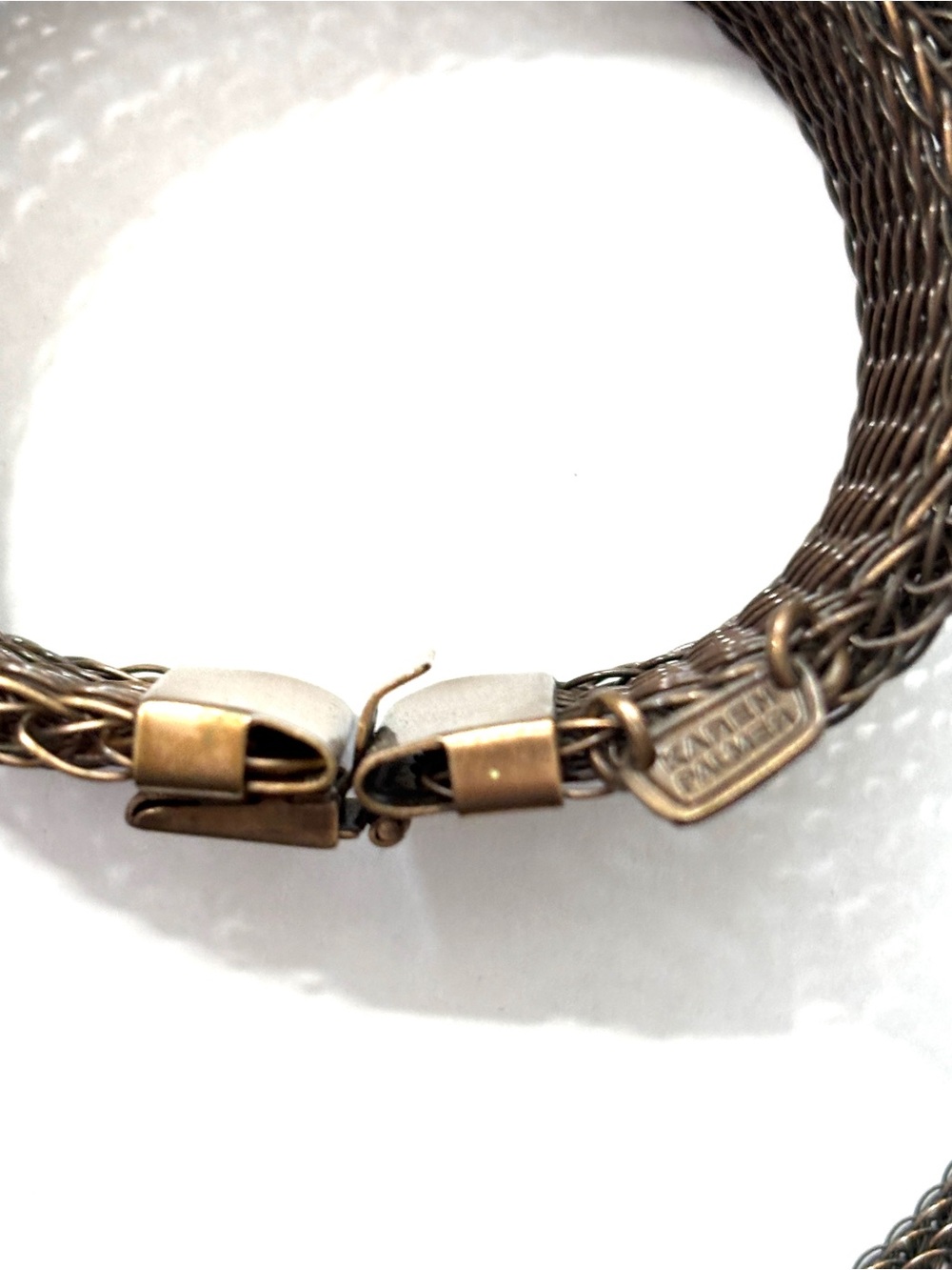 Karen Palmer Signed Vintage Bronze Tone Chainmaille Mesh Necklace Bracelet Set - Picture 4 of 9